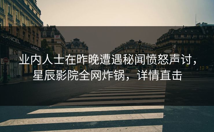 业内人士在昨晚遭遇秘闻愤怒声讨，星辰影院全网炸锅，详情直击