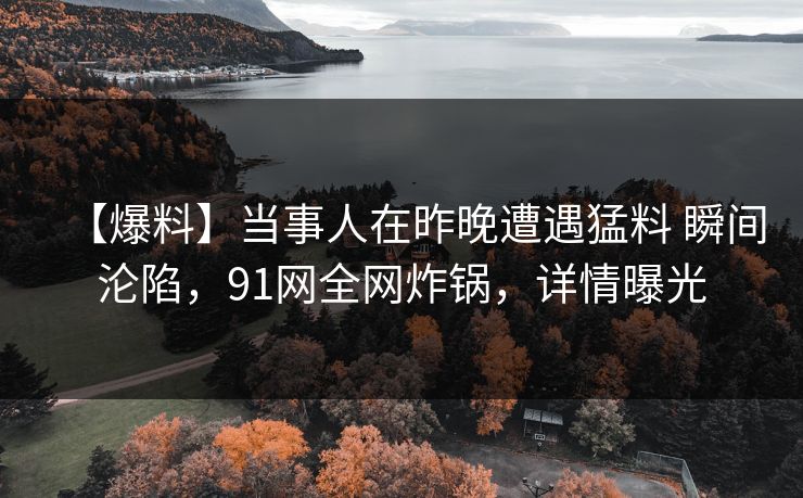 【爆料】当事人在昨晚遭遇猛料 瞬间沦陷，91网全网炸锅，详情曝光